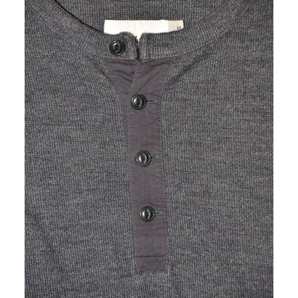 Goodfellow Men's M Standard Dark Gray Pullover Henley Sweater 1/4 Button Up Warm - Picture 3 of 7